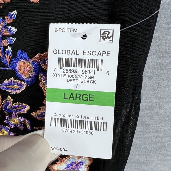 Inc NWT Womens L Sheer Mesh Top Black Floral Embroidered Y2K Witchy Whimsigoth - Picture 14 of 15